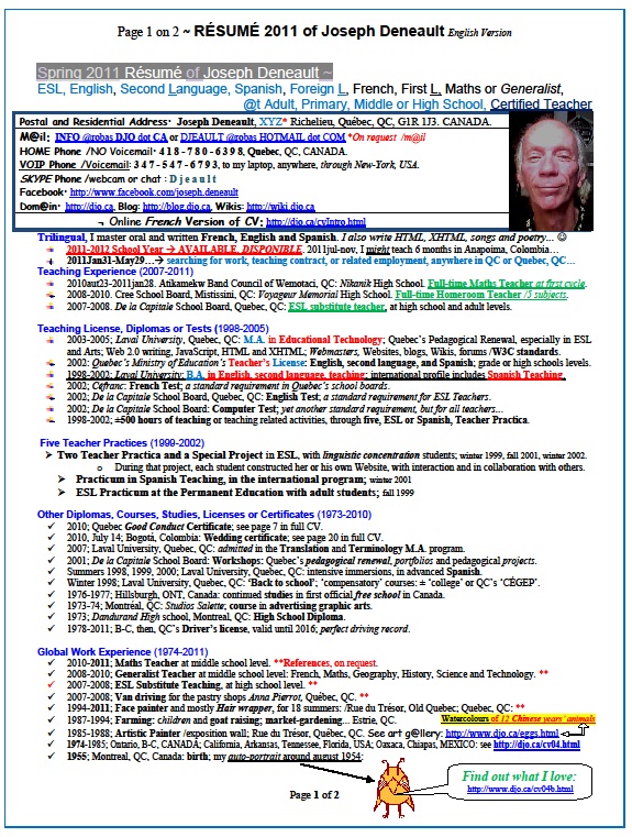 2011 resume
          joseph deneault djeault djo